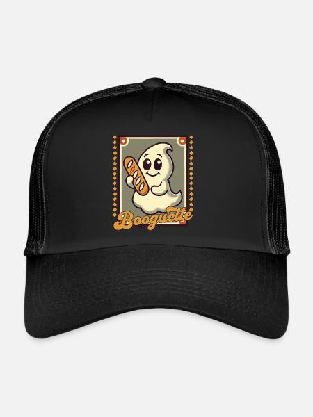 Booguette fantôme pour les amateurs de baguette - Casquette trucker  - noir/noir - Devant
