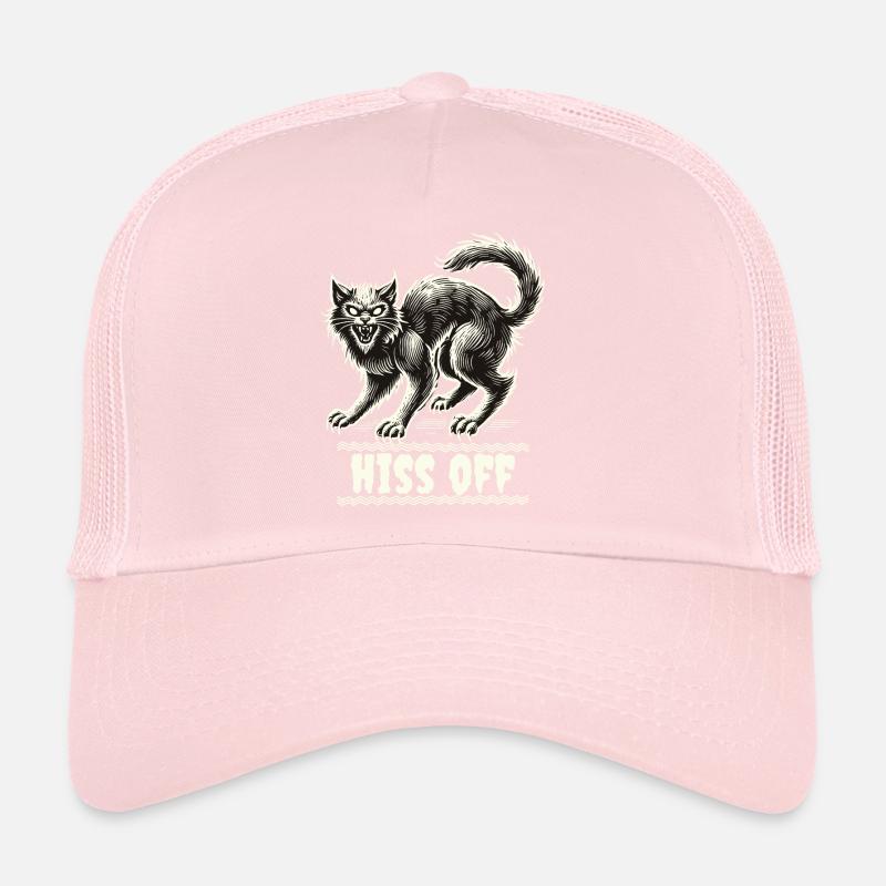 Motif de chat effrayant avec sifflement hors texte Casquette trucker 