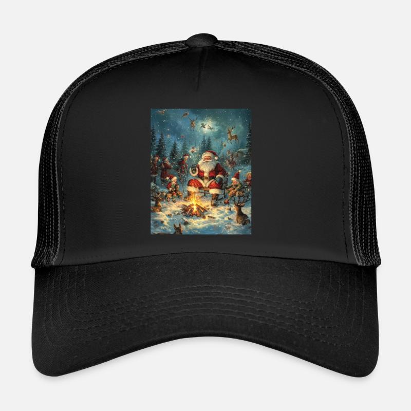 Weihnachtsmann Frauen Männer Kinder Weihnachten - Trucker Cap - Schwarz/Schwarz
