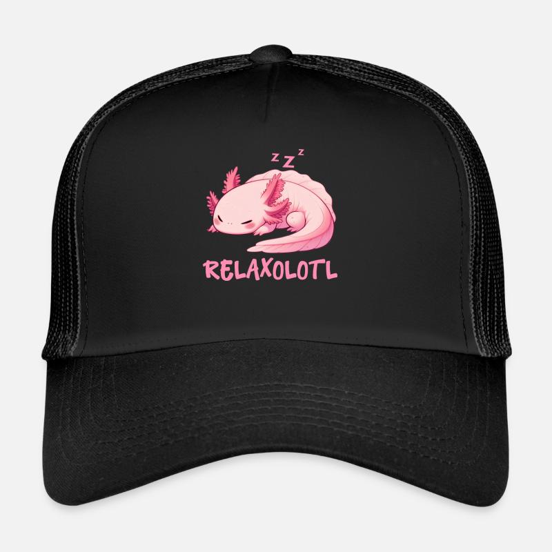 Relaxolotl Axolotl Late Riser Sleeping Chilling Trucker Cap