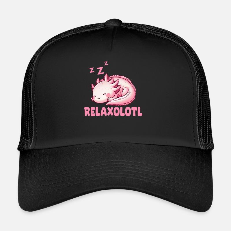 Relaxolotl Axolotl Late Riser Sleeping Chilling Trucker Cap