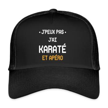 Ich kann nicht Karate und Aperitif haben - Trucker Cap - Schwarz/Schwarz - Vorne