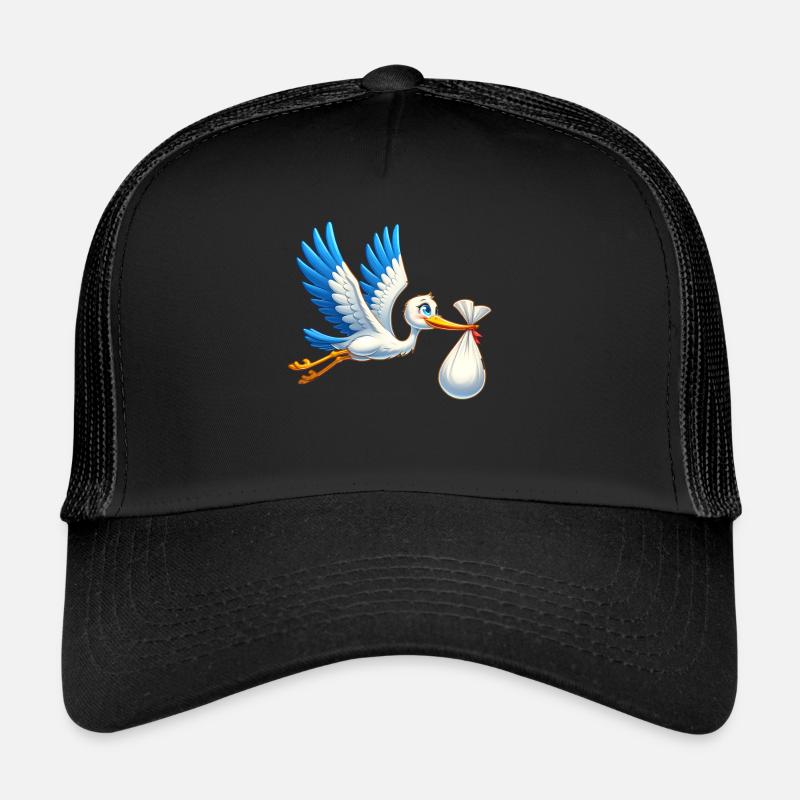 Mignon cigogne avec illustration de paquet de bébé Casquette trucker 