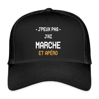 Ich kann nicht ich bin gelaufen und Aperitif - Trucker Cap - Schwarz/Schwarz - Vorne