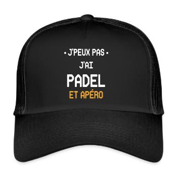 Ich kann Padel und Aperitif nicht haben - Trucker Cap - Schwarz/Schwarz - Vorne