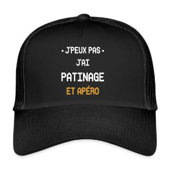 Ich kann nicht Schlittschuhlaufen und Aperitif - Trucker Cap - Schwarz/Schwarz - Vorne