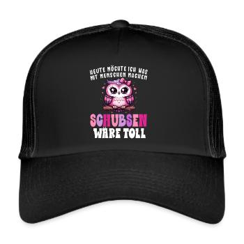 Aujourd’hui, je veux pousser les gens à hibou - Casquette trucker  - noir/noir - Devant