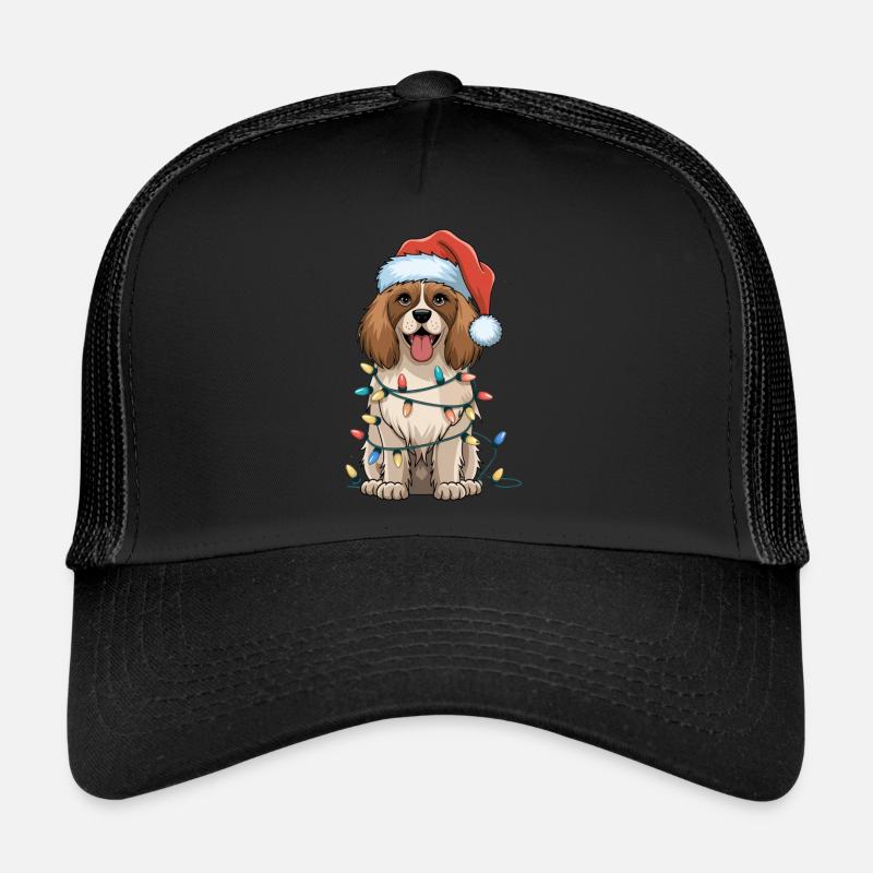 Bedlington Terrier Christmas Lights Xmas Dogs Gift - Trucker Cap - Schwarz/Schwarz