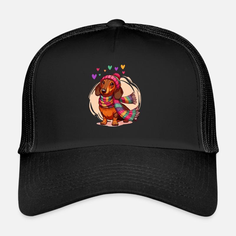 Hund Dackel Herz Dackelliebe Dackelbesitzer Lustig Trucker Cap