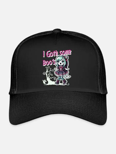 Halloween Goth Girl J’ai des fantômes - Casquette trucker  - noir/noir - Devant