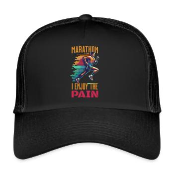 Marathon Runner Design - "I Enjoy the Pain" - Trucker Cap - black/black - Front