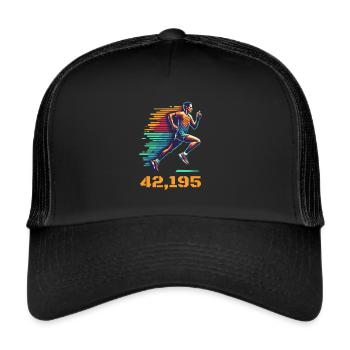 Marathon runner runs marathon with 42.195 km - Trucker Cap - black/black - Front