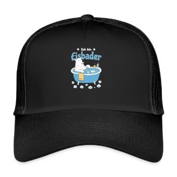 Der Eisbader – Kältetherapie Eisbär bei Eisbad - Trucker Cap - Schwarz/Schwarz - Vorne