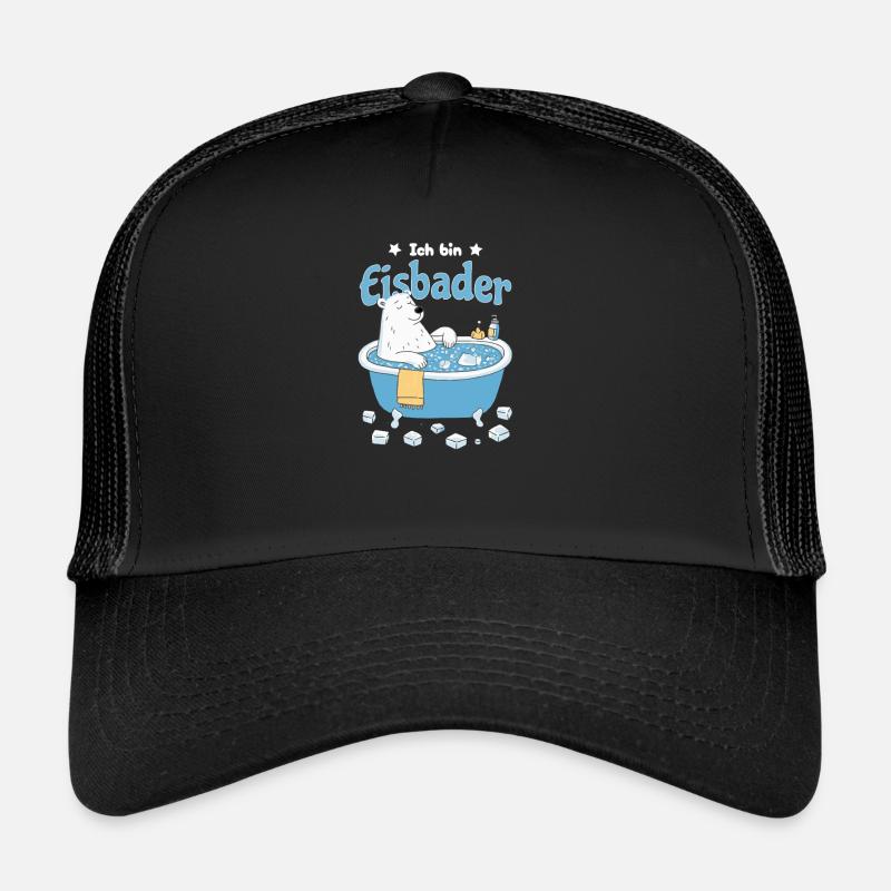Der Eisbader – Kältetherapie Eisbär bei Eisbad - Trucker Cap - Schwarz/Schwarz