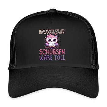 Aujourd’hui, je veux pousser les gens à l’humour - Casquette trucker  - noir/noir - Devant