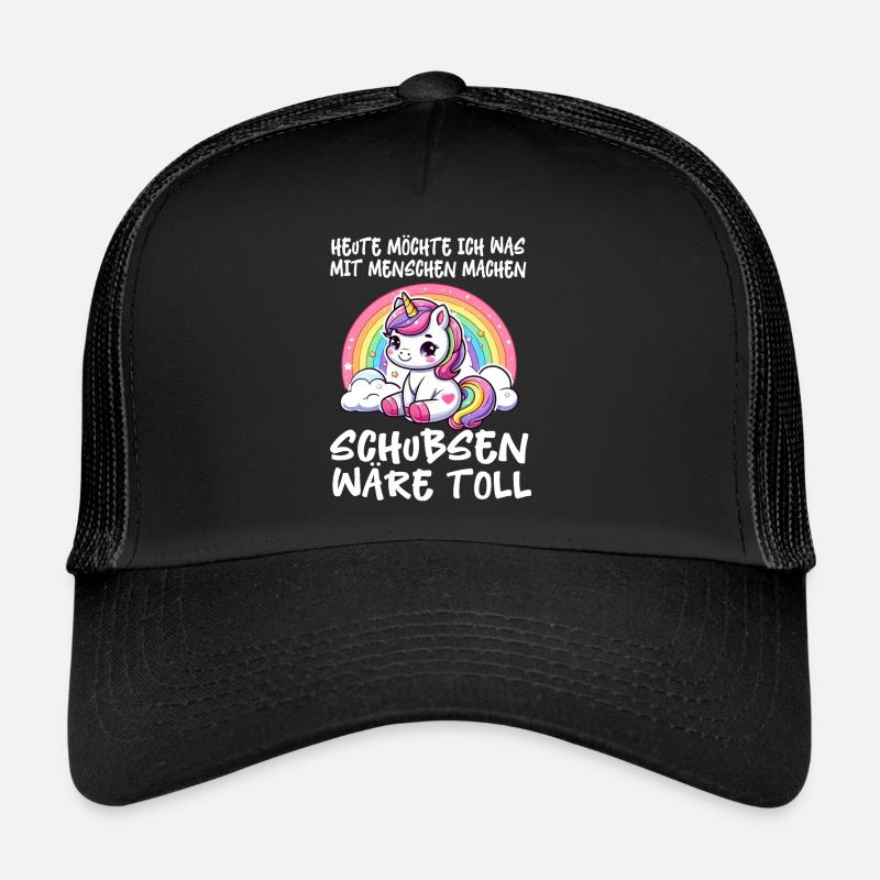 Heute möchte ich was mit Menschen machen Schubsen - Trucker Cap - Schwarz/Schwarz