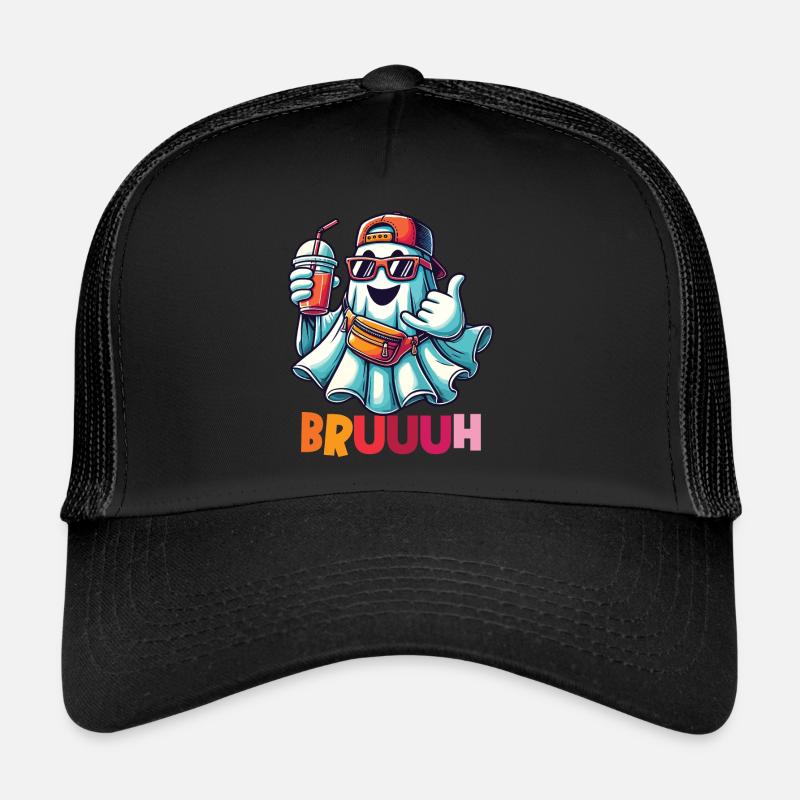 Ghost with Broth Attitude for Cool Ghosts Trucker Cap