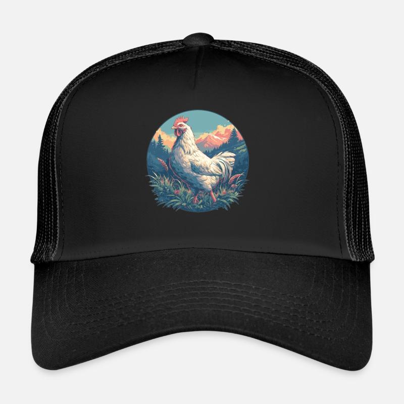 Rooster Hähne Hahn - Trucker Cap - Schwarz/Schwarz