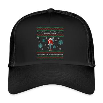 Lustiger Spruch mit Hipster Ugly Christmas - Trucker Cap - Schwarz/Schwarz - Vorne