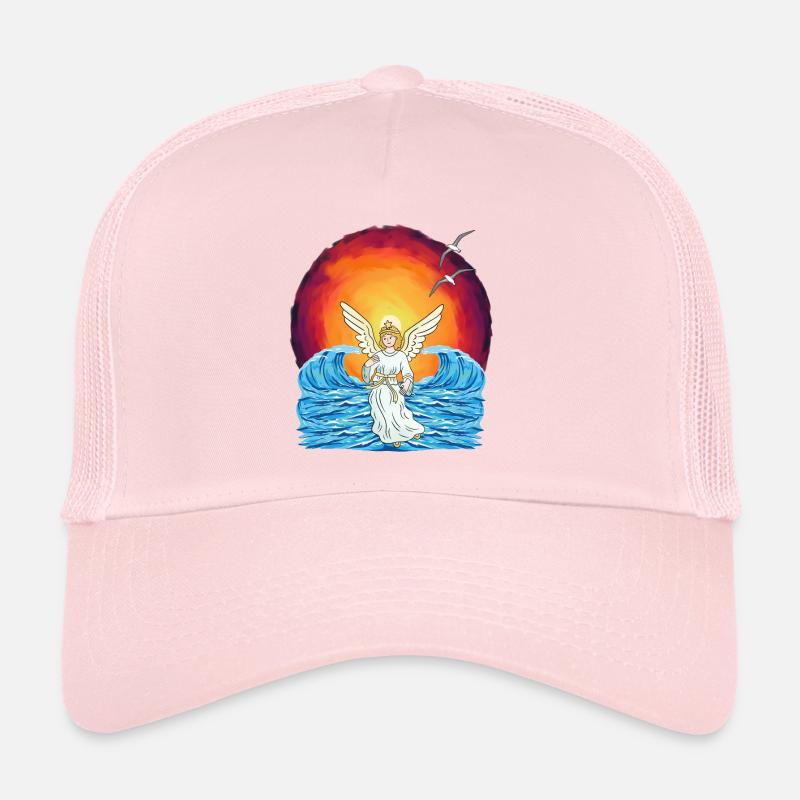 Ange, Coucher de soleil, Mer, Vagues, Nature Casquette trucker 