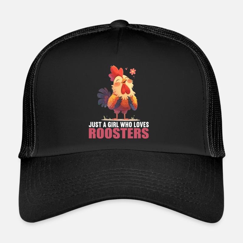 Rooster Hähne Hahn - Trucker Cap - Schwarz/Schwarz