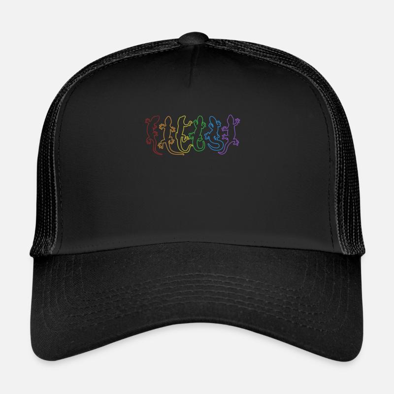 Geckos LGBT Rainbow Crested Lizard Gekkota Trucker Cap