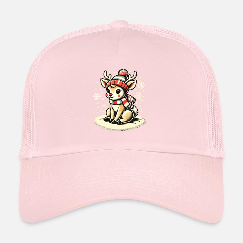 Renne mignon avec écharpe de Noël Casquette trucker 
