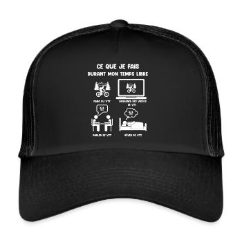 temps libre VTT humour drôle - Casquette trucker  - noir/noir - Devant