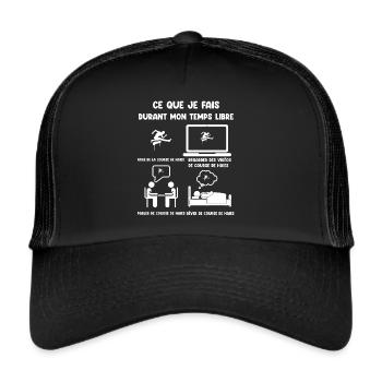 temps libre athlétisme course haies humour drôle - Casquette trucker  - noir/noir - Devant
