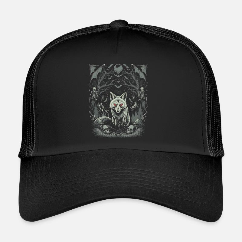 Dark Cottagecore Aesthetic Wolf in the Moonlight Trucker Cap