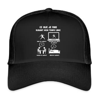 Freizeit, Speerwurf, lustiger Humor - Trucker Cap - Schwarz/Schwarz - Vorne