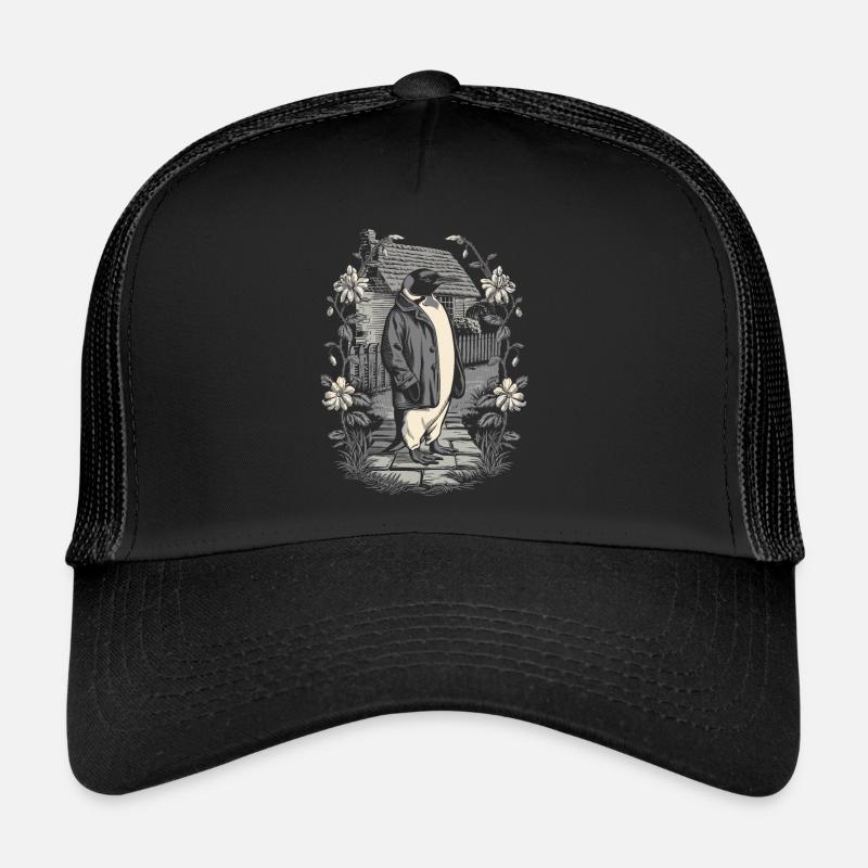 Esthétique cottagecore sombre avec pingouin élégant Casquette trucker 