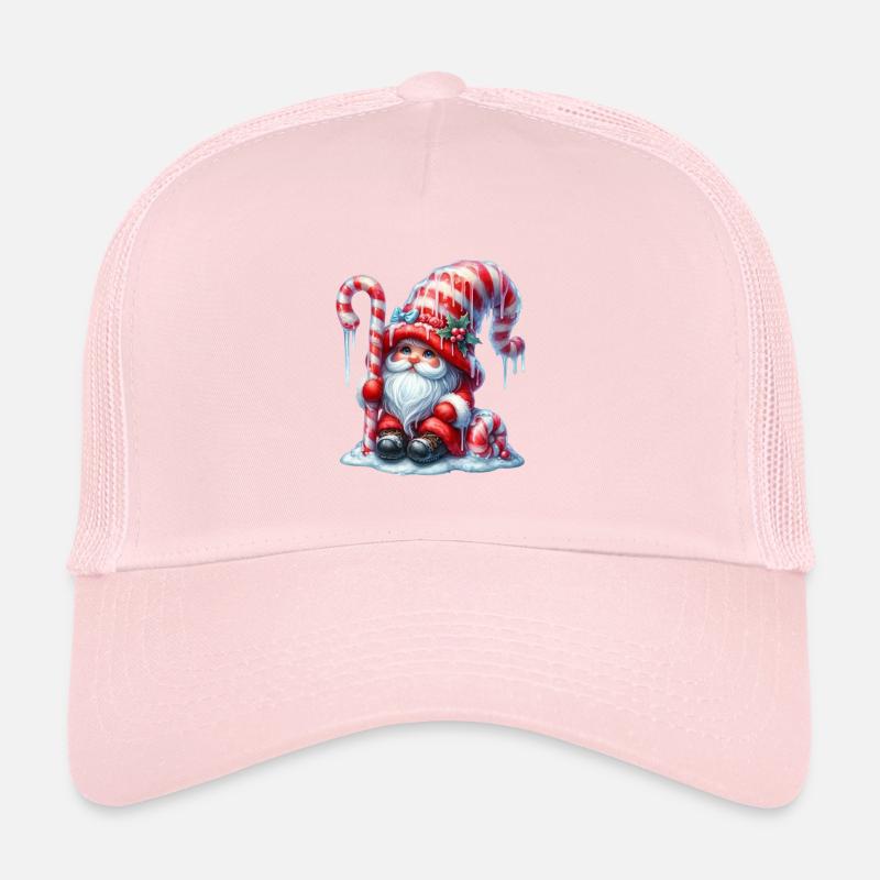 Mignon gnome de Noël avec canne à sucre Casquette trucker 
