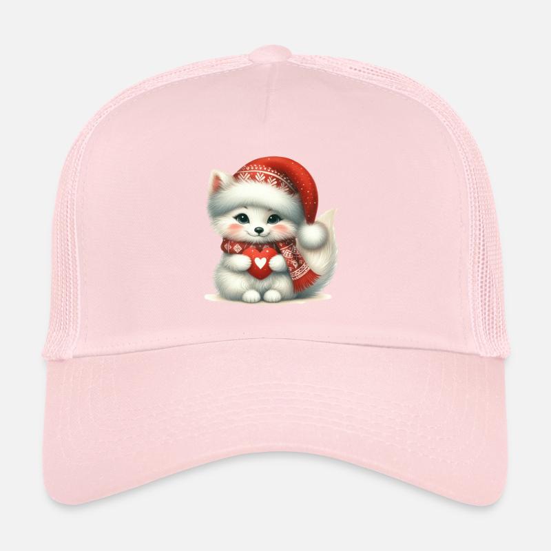Mignon renard de Noël avec coeur Casquette trucker 
