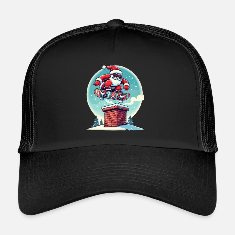 Skateboarding Santa Claus Fun Winter Trucker Cap