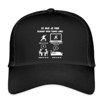 temps libre tai chi humour drôle - Casquette trucker  - noir/noir - Devant