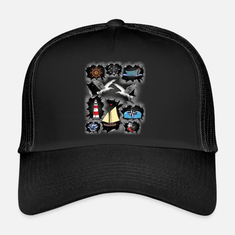 Croisière maritime Seagulls Lighthouse Capitaine de navire Casquette trucker 