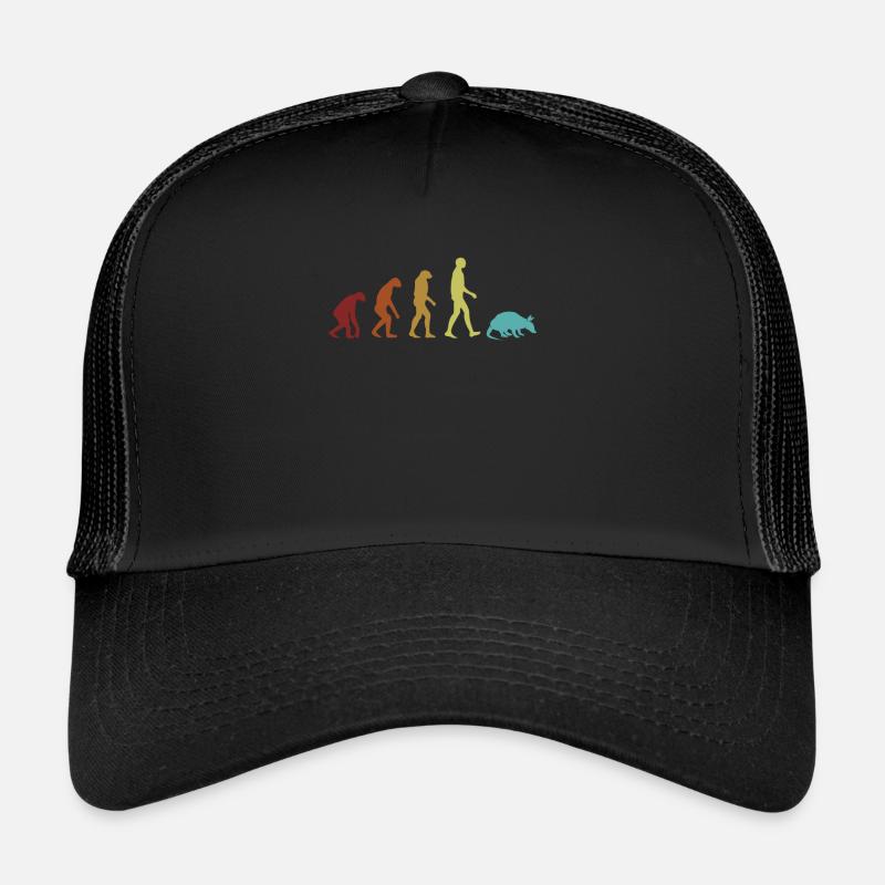 Gürteltier Evolution Rosa Fee Cingulata Liebhaber - Trucker Cap - Schwarz/Schwarz