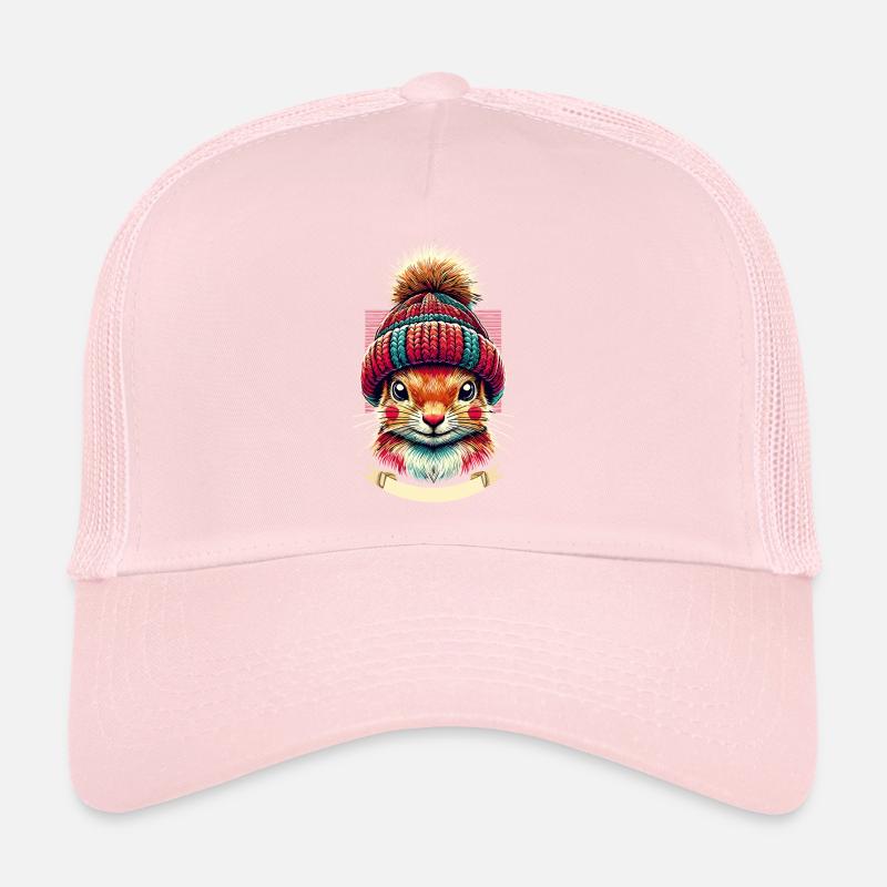 Cheerful squirrel with winter hat Trucker Cap