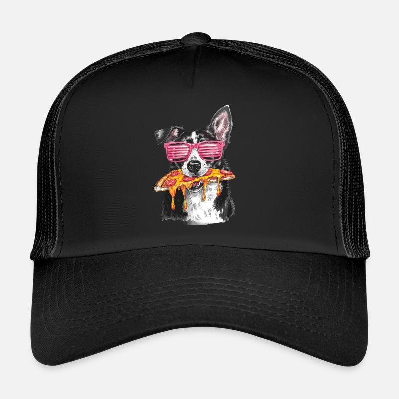 Cooler Border Collie Pizza Trucker Cap