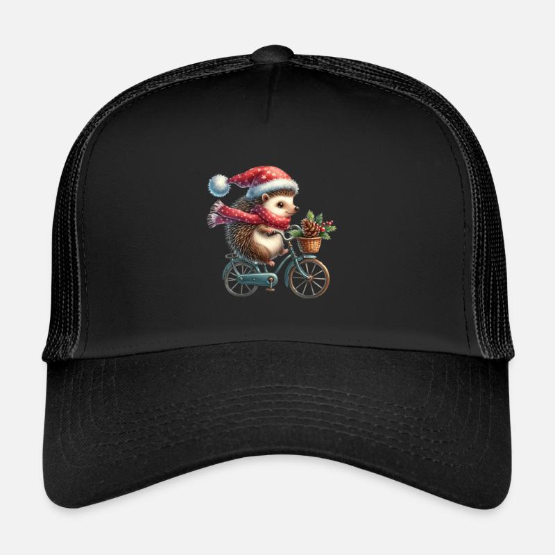 Hérisson mignon avec chapeau de père Noël à vélo Casquette trucker 