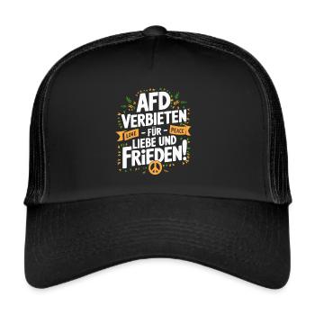 AfD verbieten Parteiverbot - Gegen Nazis - Trucker Cap - Schwarz/Schwarz - Vorne