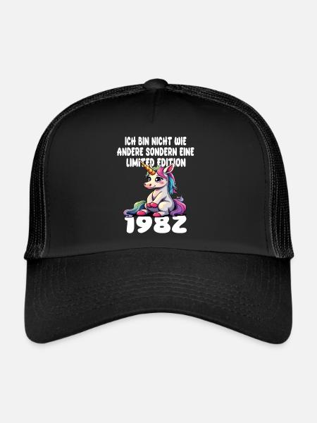 Edition Limitée 1982 Anniversaire Né 1982 - Casquette trucker  - noir/noir - Devant
