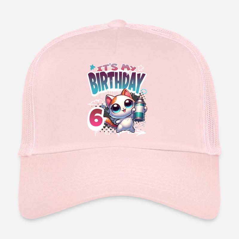 6th Birthday Cat Graffiti Trucker Cap