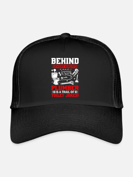 Derrière chaque grand plombier se trouve une traînée de toilettes - Casquette trucker  - noir/noir - Devant