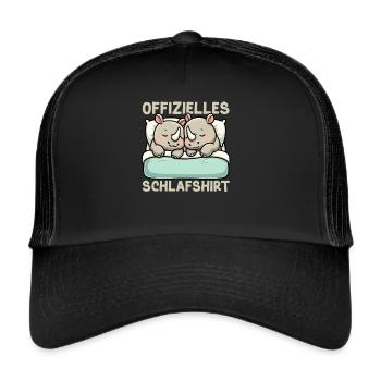 Offizielles Schlafshirt Nashorn Langschläfer - Trucker Cap - Schwarz/Schwarz - Vorne