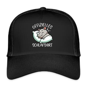 Offizielles Schlafshirt Nashorn Langschläfer - Trucker Cap - Schwarz/Schwarz - Vorne