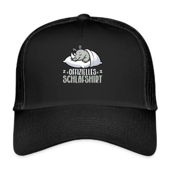 Offizielles Schlafshirt Nashorn Langschläfer - Trucker Cap - Schwarz/Schwarz - Vorne