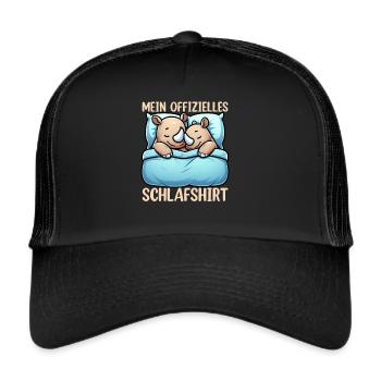 Offizielles Schlafshirt Nashorn Langschläfer - Trucker Cap - Schwarz/Schwarz - Vorne