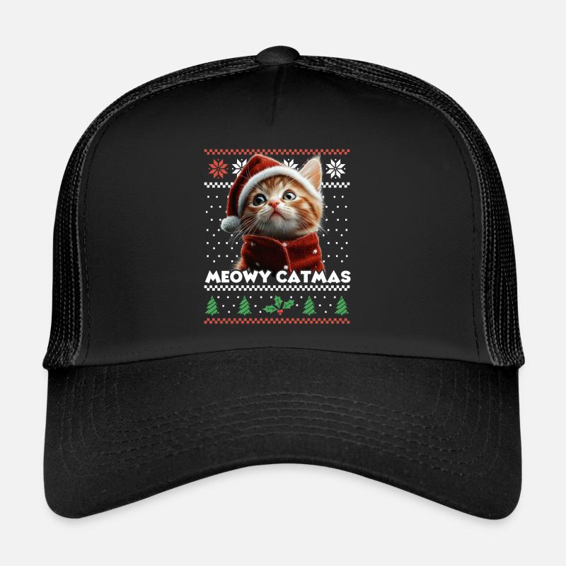 Le look de Noël assorti de Meowy Catma avec chaton Casquette trucker 